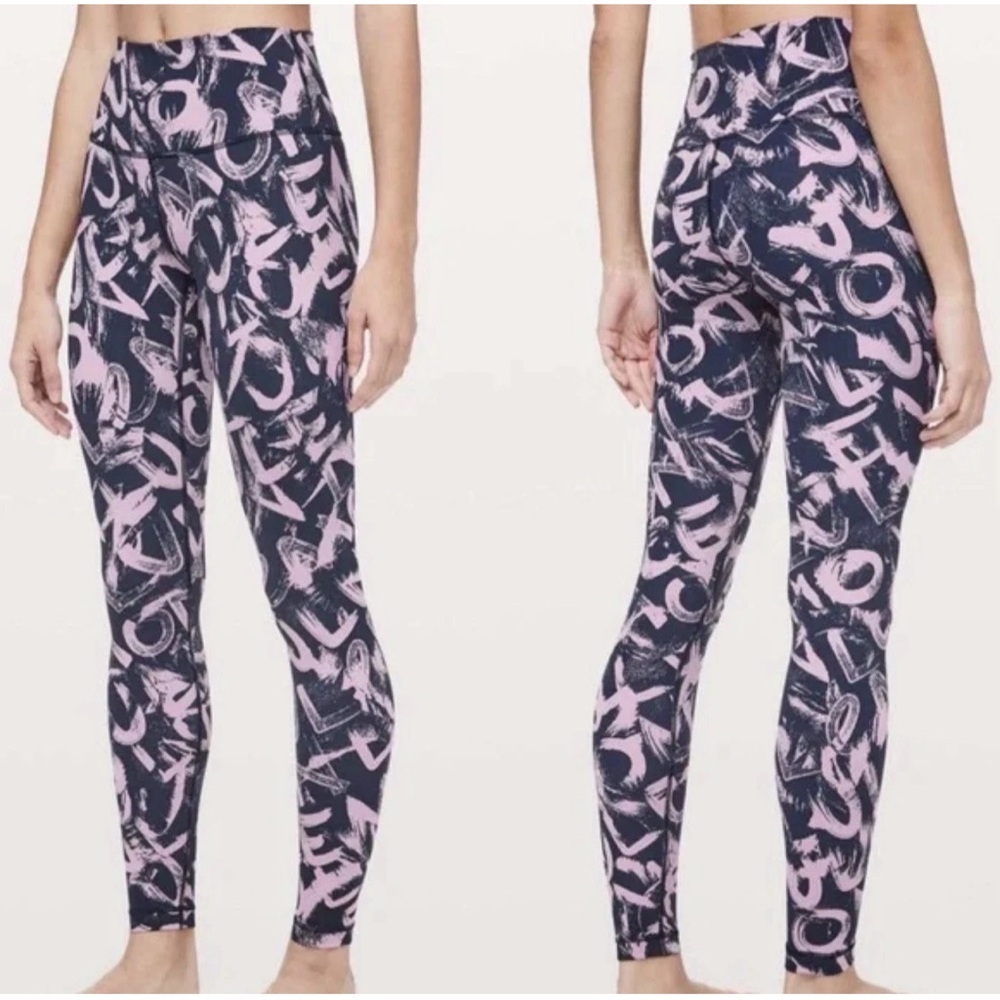 Lululemon Wunder Under High Rise Tight Graffiti Pop Antoinette True Navy Size 4